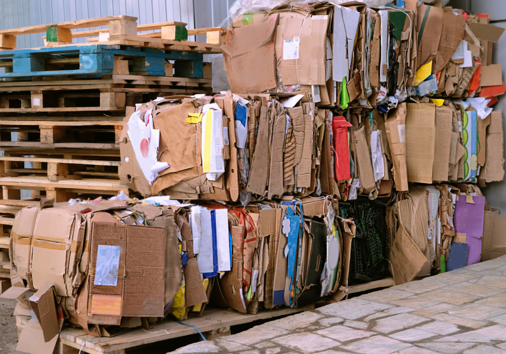 Cardboard,And,Box,Pile,Outdoor.,Recycling,Concept.,Cardboard,Stacks,Of